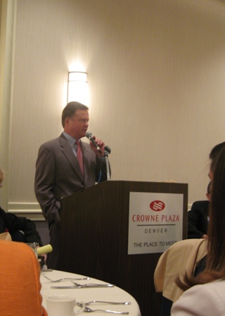 Sen. Jim Webb addresses the VA delegation at breakfast